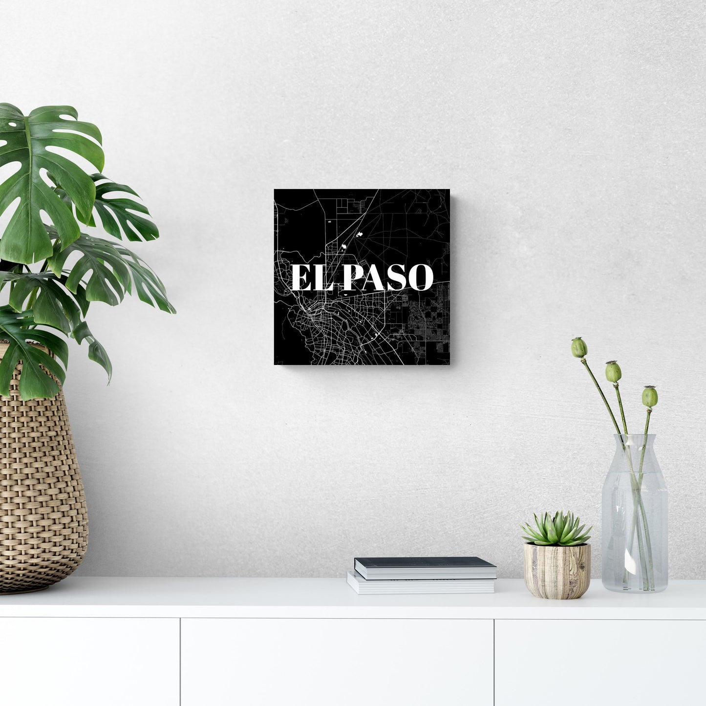 Minimalistic B&W Texas El Paso Map | Wood Sign | Eaches | Min 2