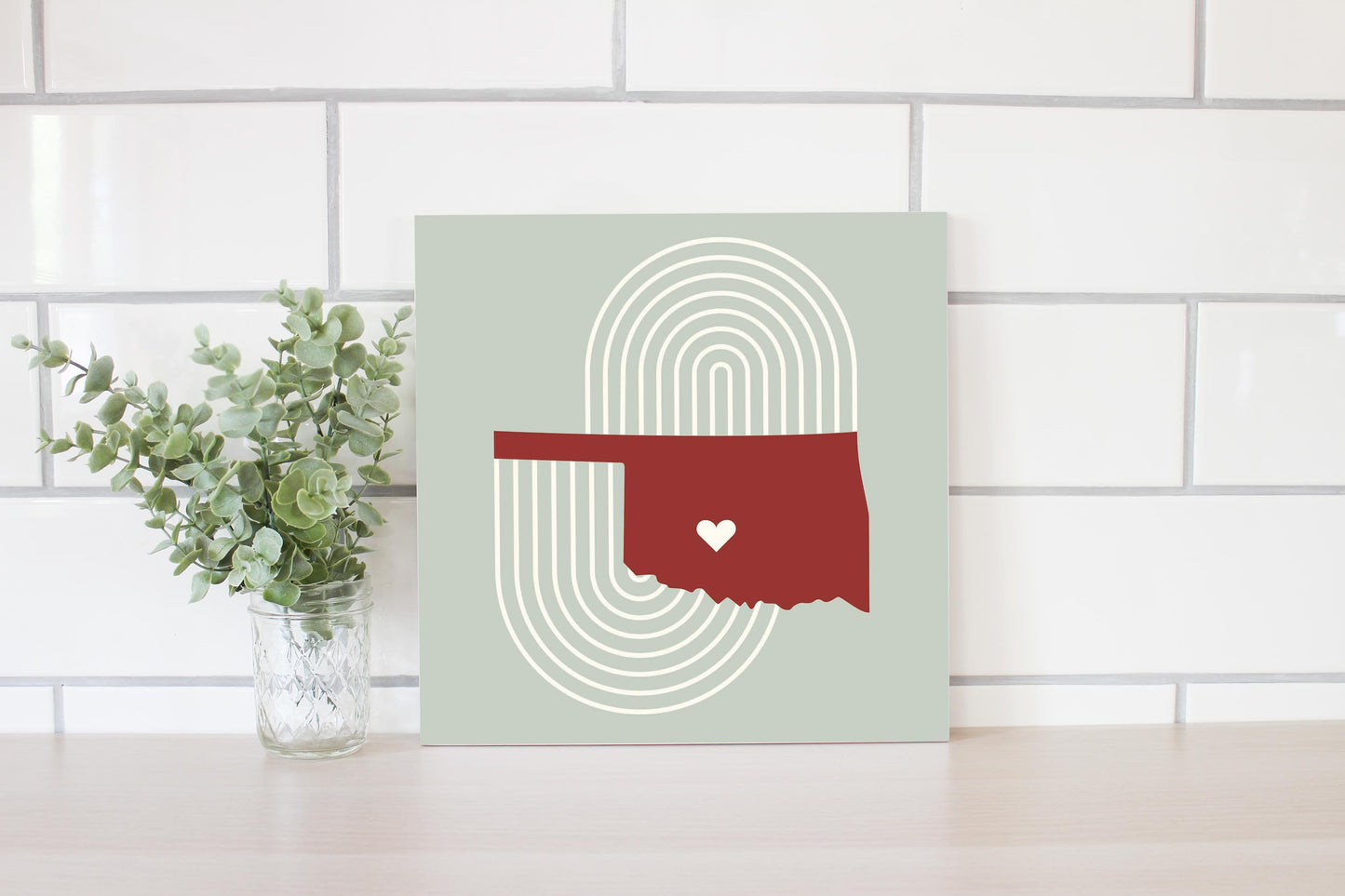 Modern Minimalist Oklahoma Chickasha Heart | Wood Sign | Eaches | Min 2