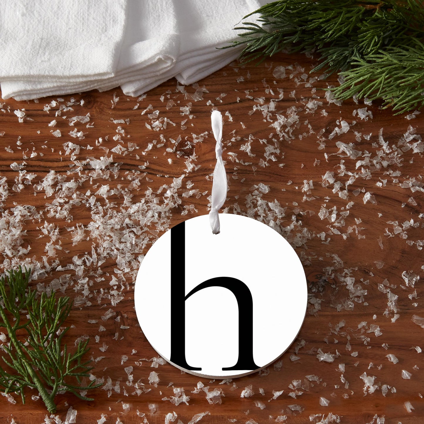 Minimalist Monogram H Circle| Wood Ornament | Eaches | Min 6