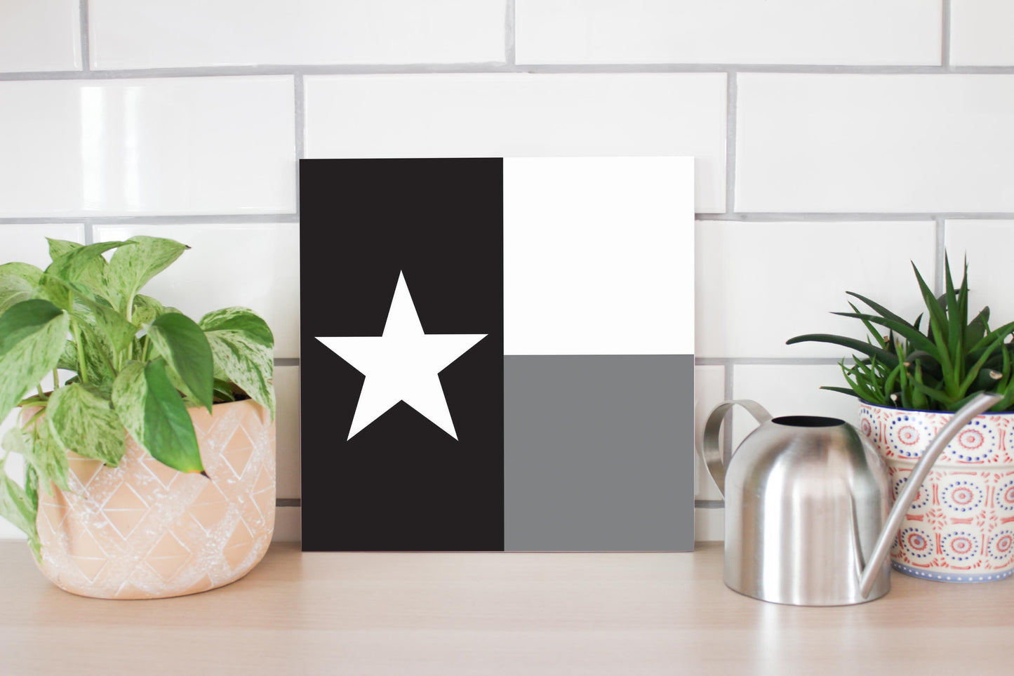 Minimalistic B&W Texas State Flag | Wood Sign | Eaches | Min 2