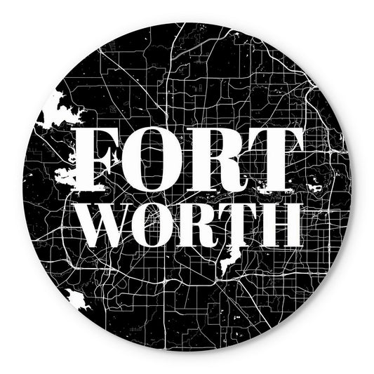 Minimalistic B&W Texas Fort Worth Map | Wood Sign | Eaches | Min 1