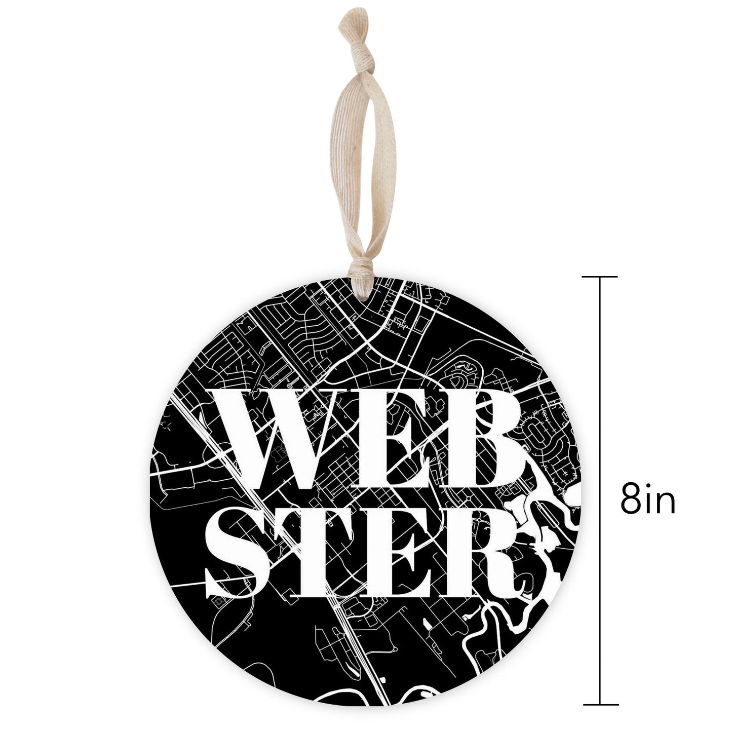 Minimalistic B&W Texas Webster Map | Wood Ornament | Eaches | Min 1