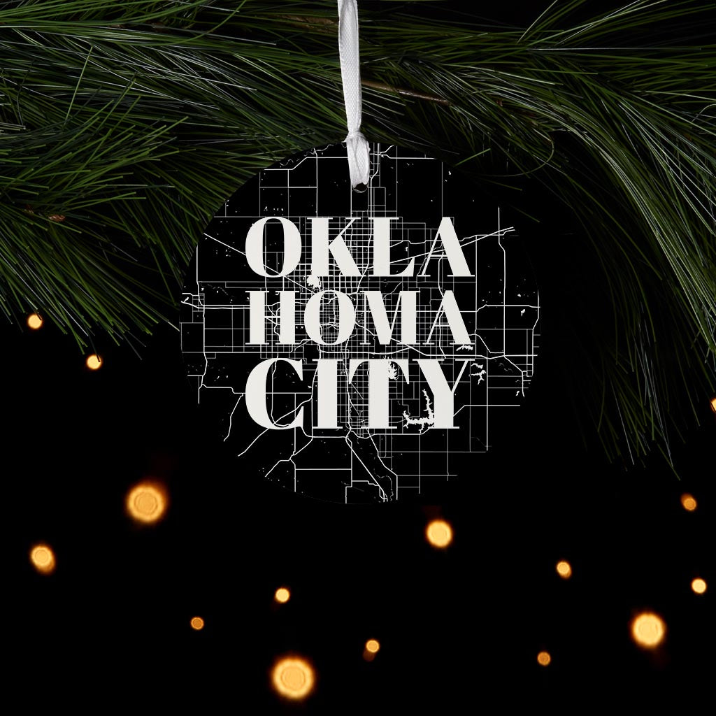 Modern Oklahoma City Map | Wood Ornament | Eaches | Min 6