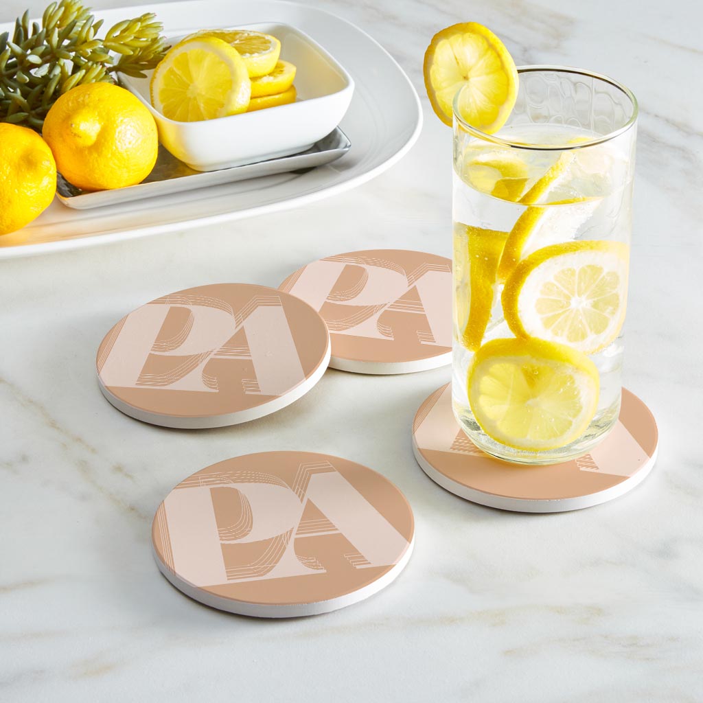 Modern Minimalist Pennsylvania Pa Initials Light | Absorbent Coasters | Set of 4 | Min 2