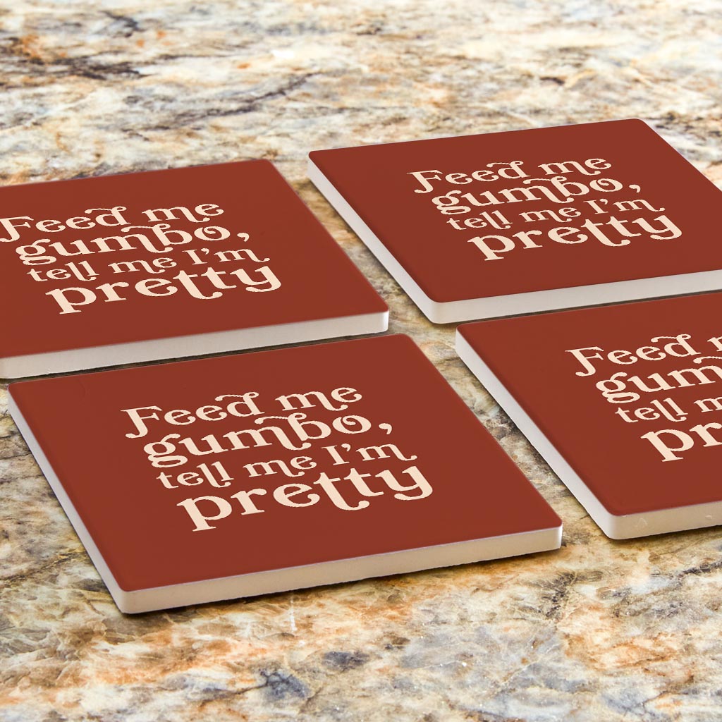 Modern Minimalist Louisiana Gumbo Saying | Absorbent Coasters | Set of 4 | Min 2