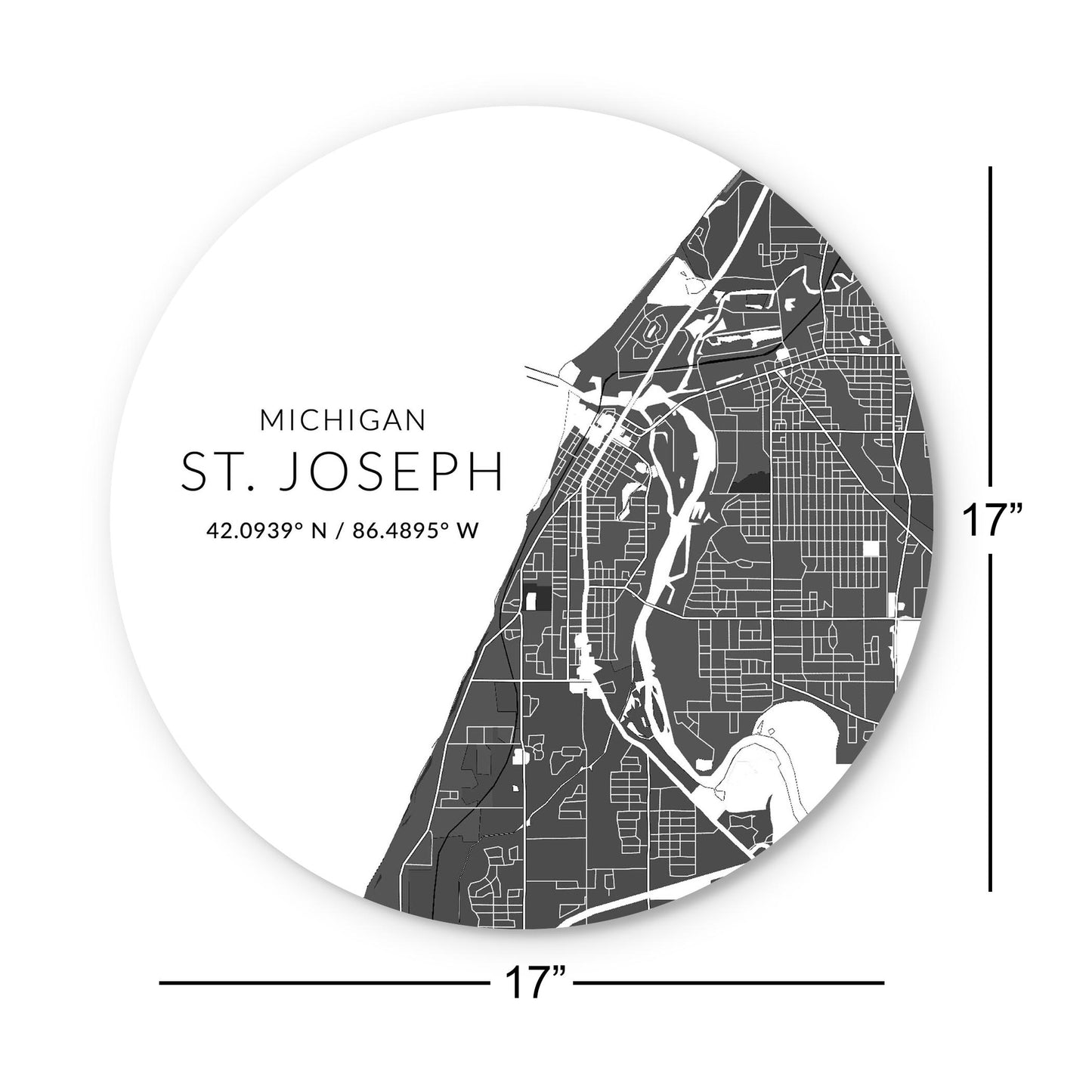 St Joseph Black And White Map| Wood Sign | Eaches | Min 1