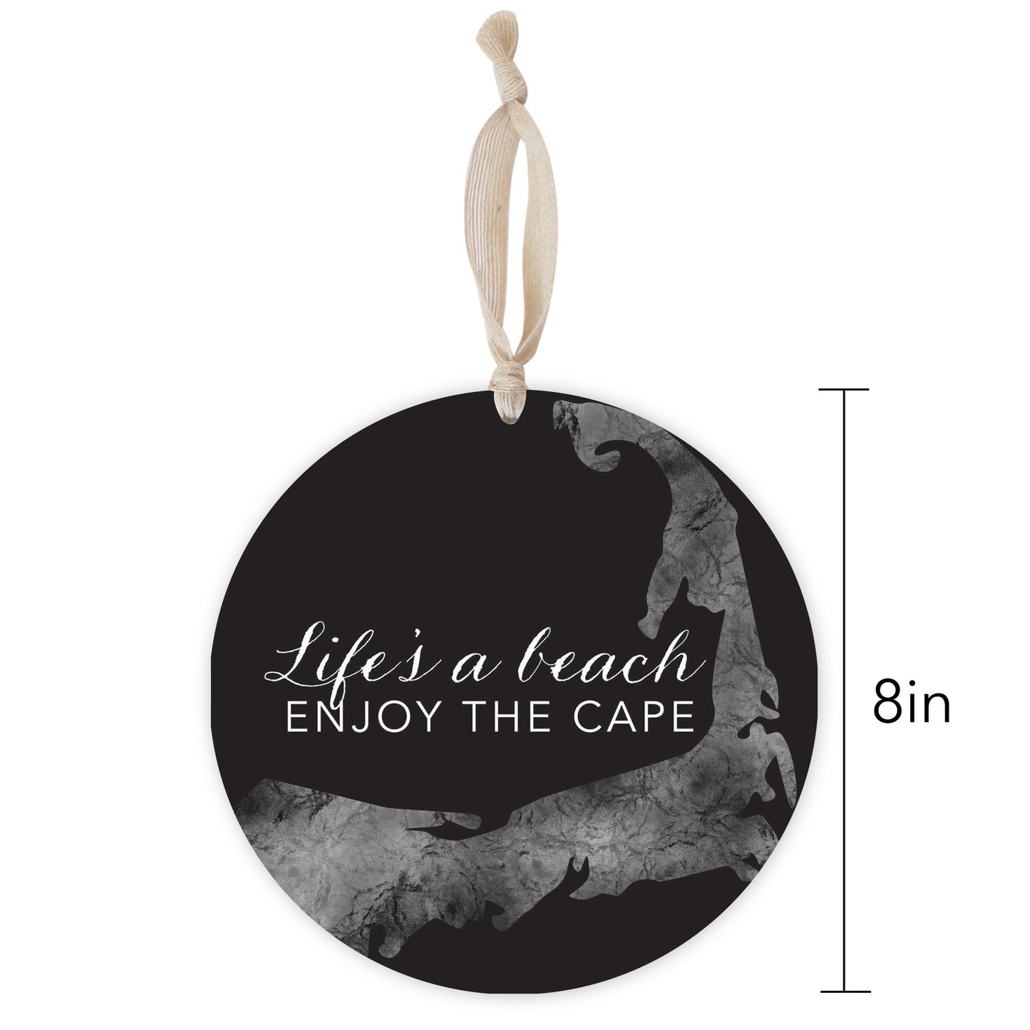 Minimalistic B&W Cape Cod Lifes A Beach | Wood Ornament | Eaches | Min 1