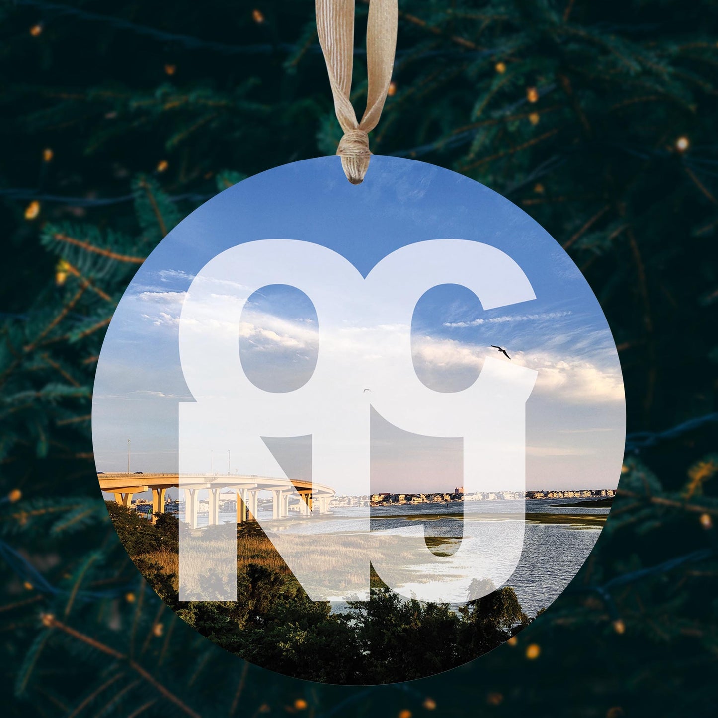 OCNJ Photo With Text | Wood Ornament | Eaches | Min 1