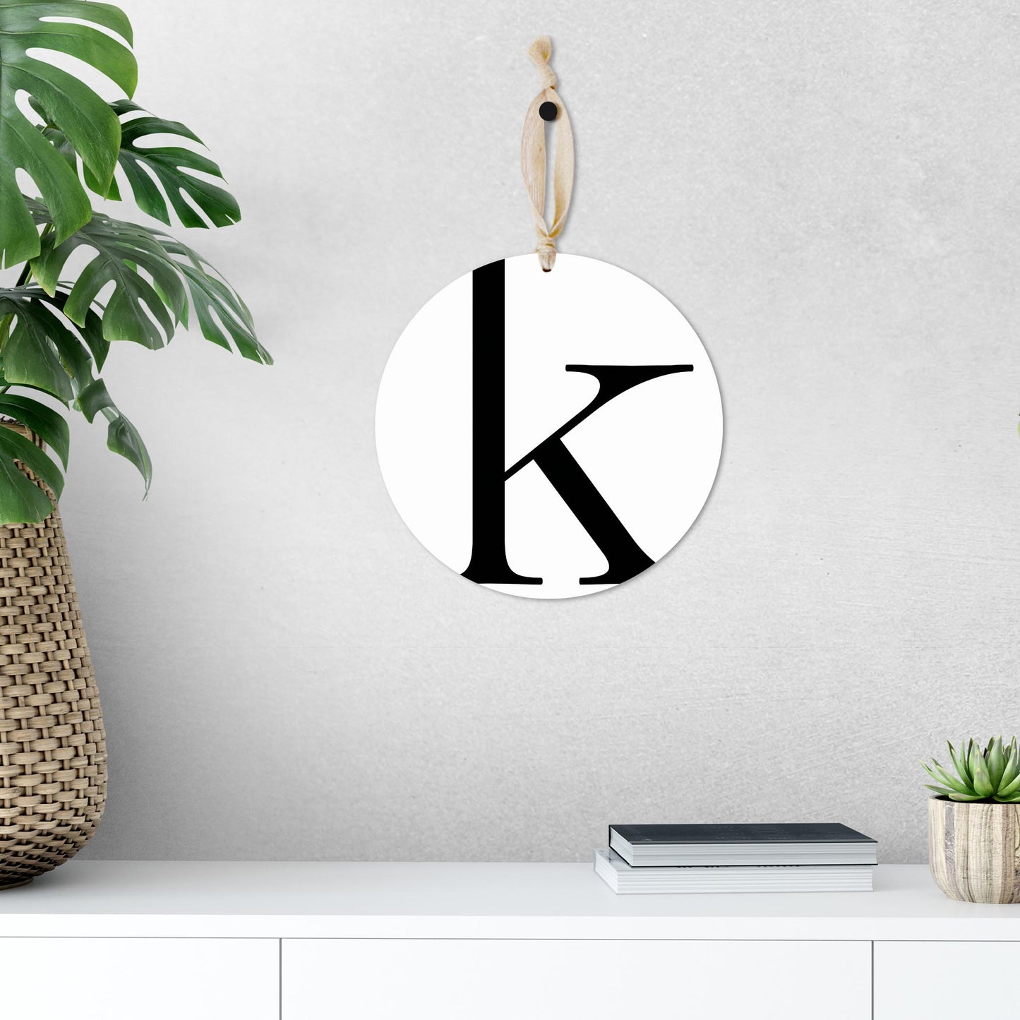 Minimalist Monogram K | Wood Ornament | Eaches | Min 1