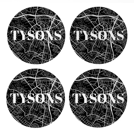 Minimalistic B&W Virginia Tysons Map| Absorbent Coasters | Set of 4 | Min 2