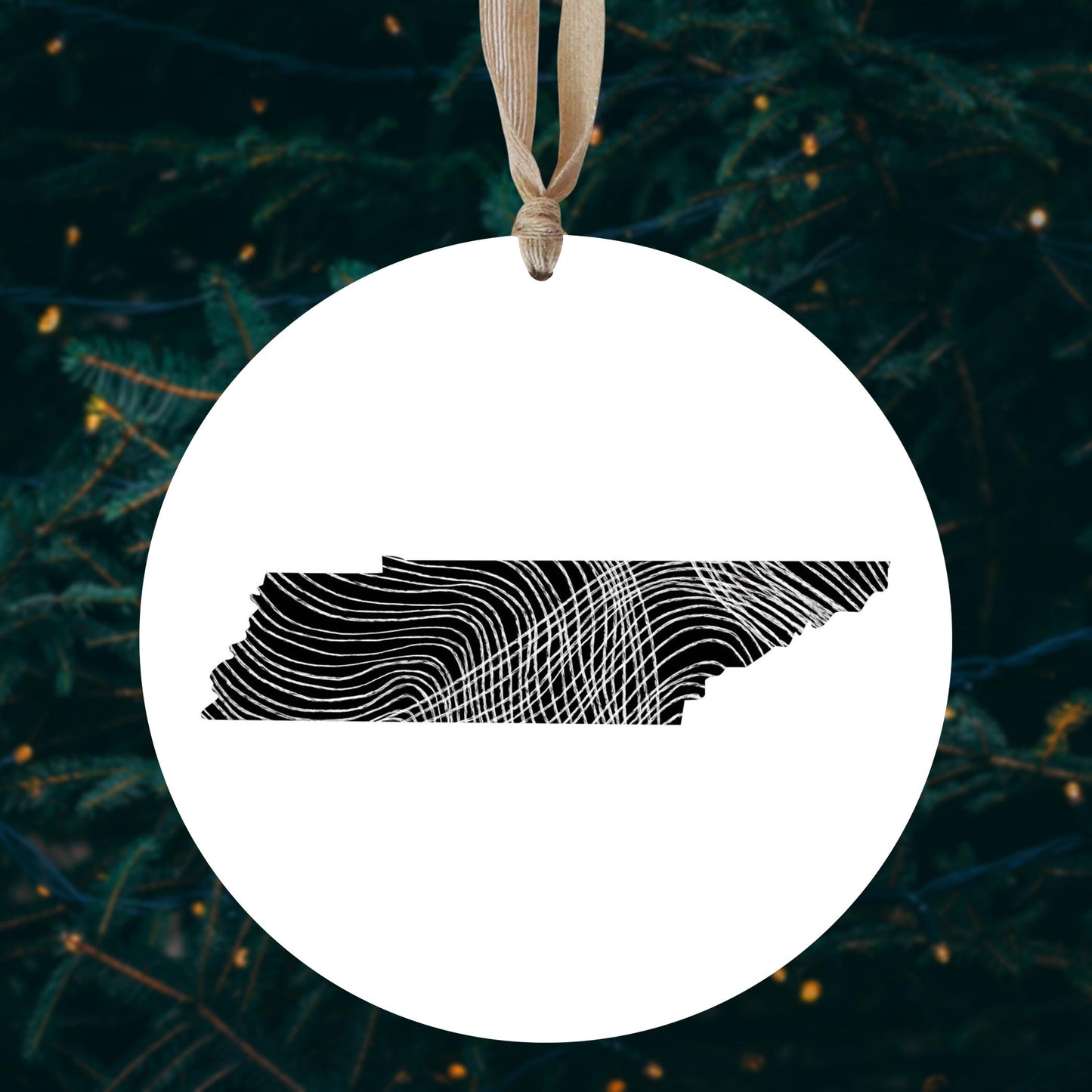 Minimalist B&W Tennessee State Shape | Wood Ornament | Eaches | Min 1