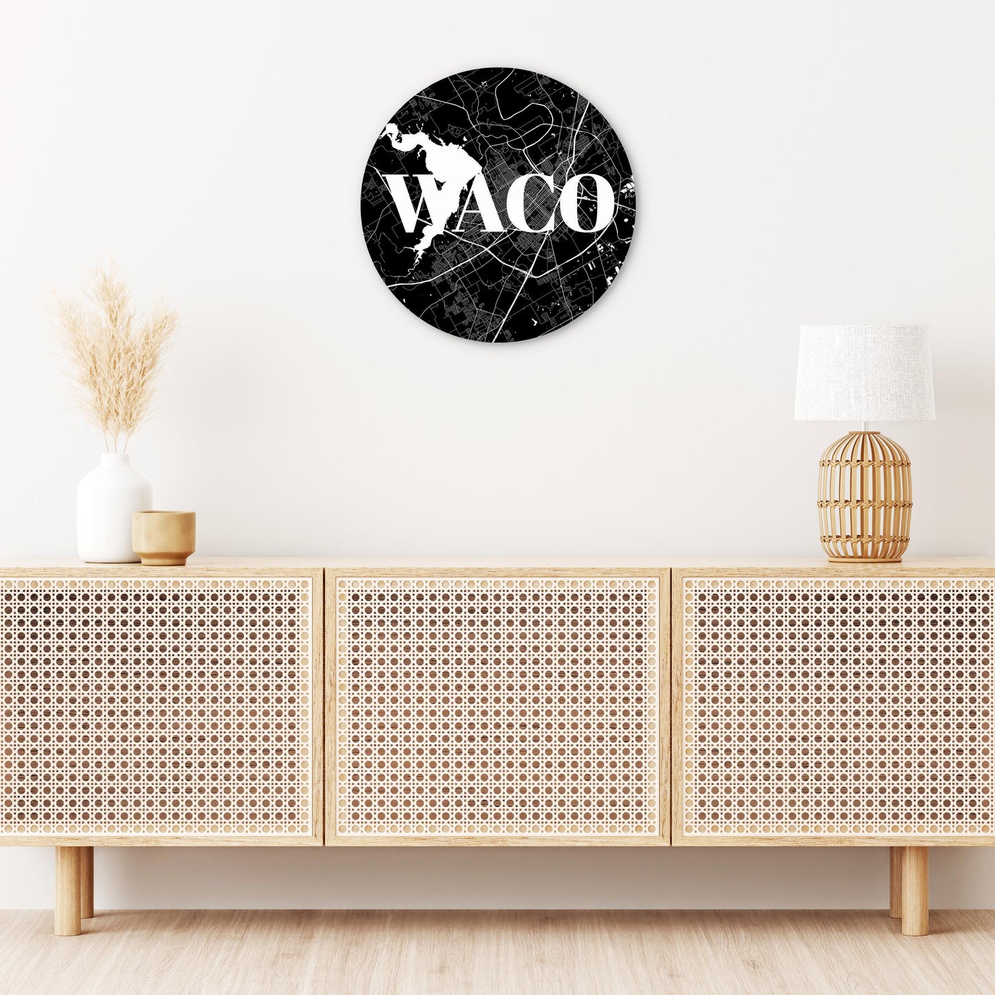 Minimalistic B&W Texas Waco Map | Wood Sign | Eaches | Min 1