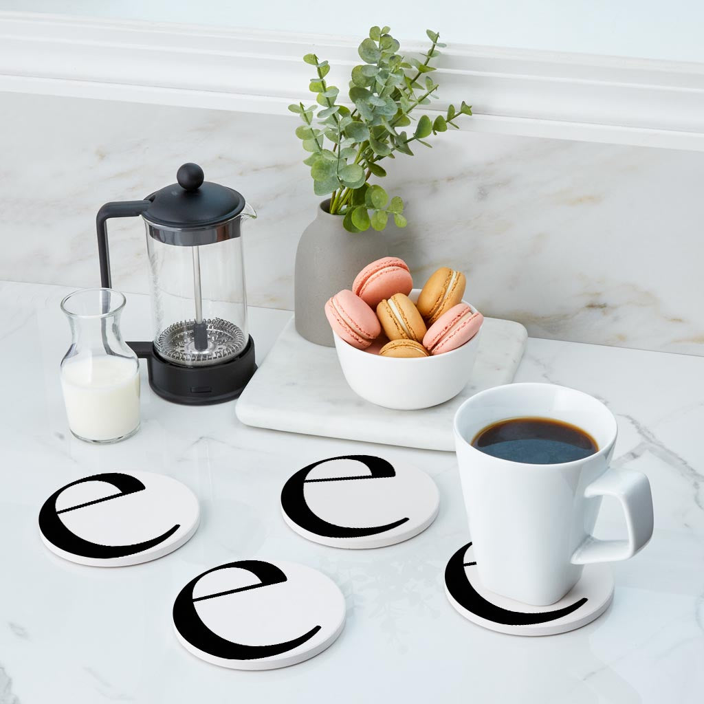 Minimalist Monogram E Circle | Absorbent Coasters | Set of 4 | Min 2