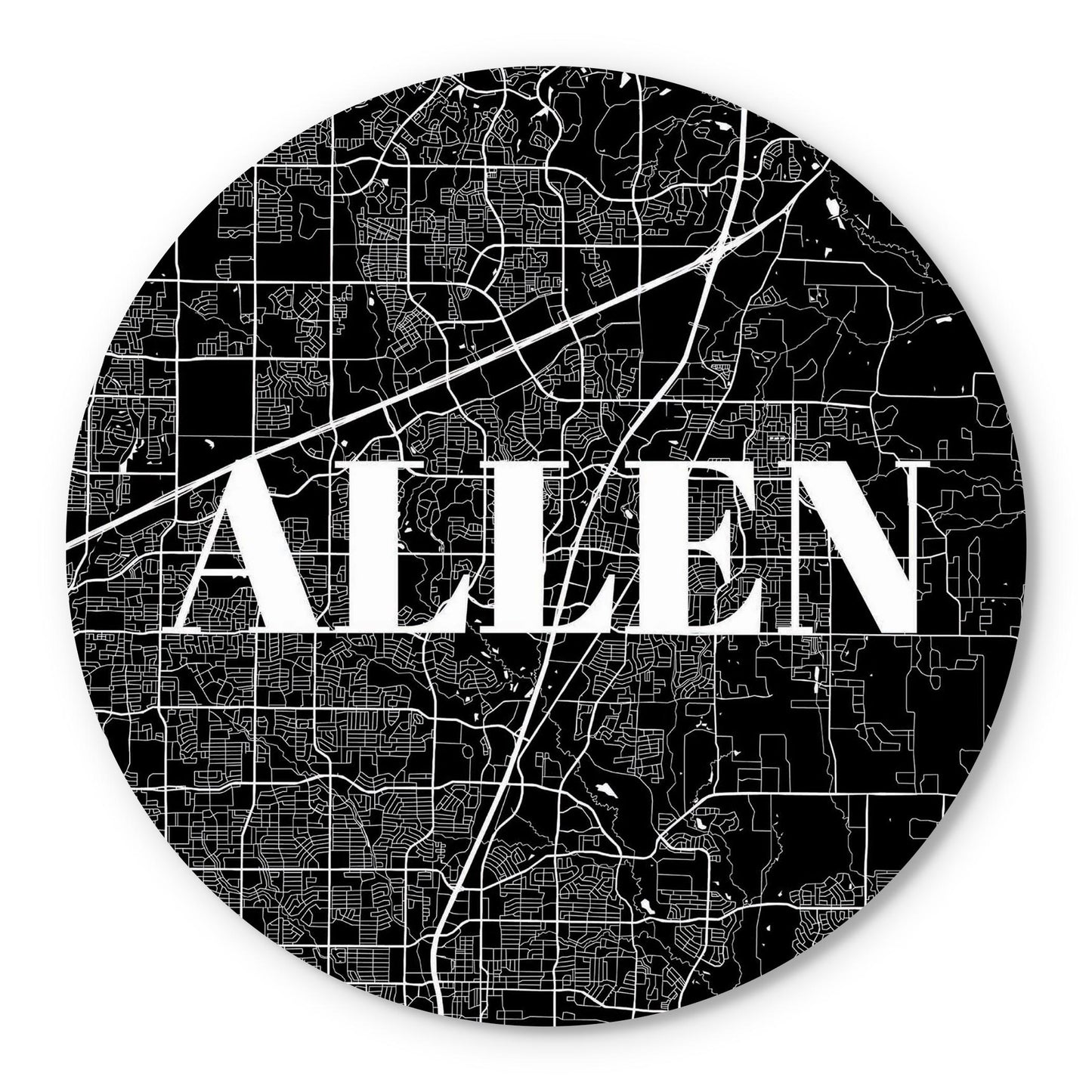 Minimalistic B&W Texas Allen Map | Wood Sign | Eaches | Min 1