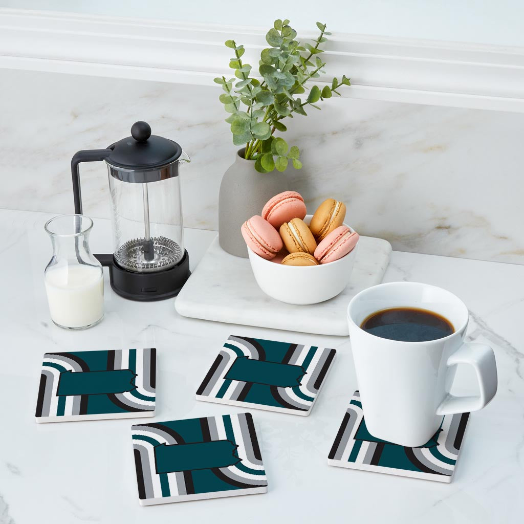 Modern Minimalist Pennsylvania Retro Shape | Absorbent Coasters | Set of 4 | Min 2