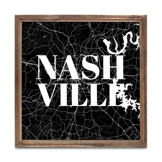 Minimalist B&W Tennessee Nashville Map | Wood Sign | Eaches | Min 1