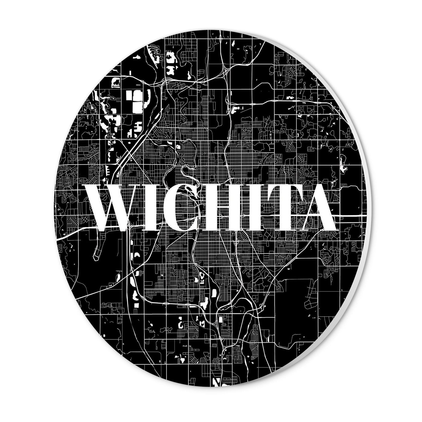 Minimalist B&W Kansas Wichita Map | Wood Sign | Eaches | Min 1