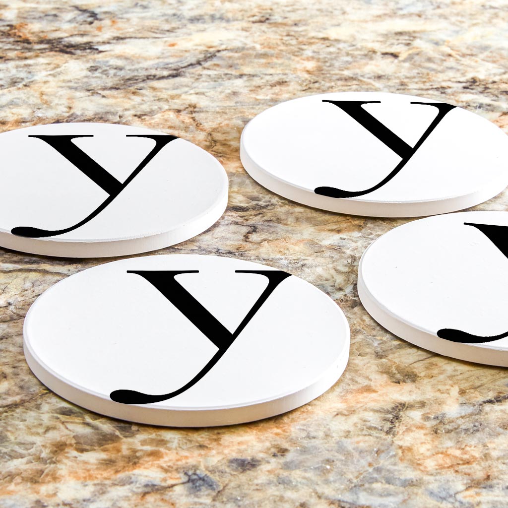 Minimalist Monogram Y Circle | Absorbent Coasters | Set of 4 | Min 2