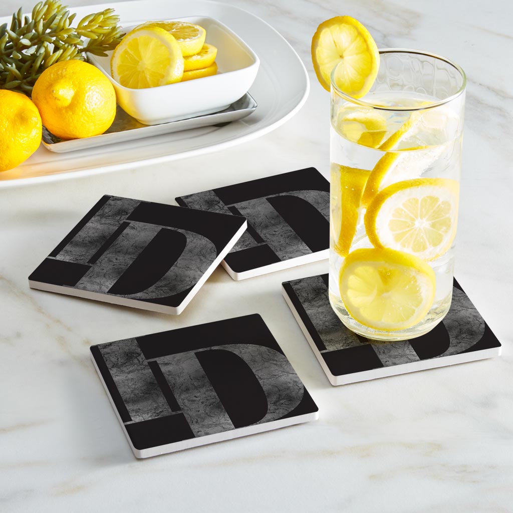 Minimalist B&W Idaho Black Initials | Absorbent Coasters | Set of 4 | Min 2