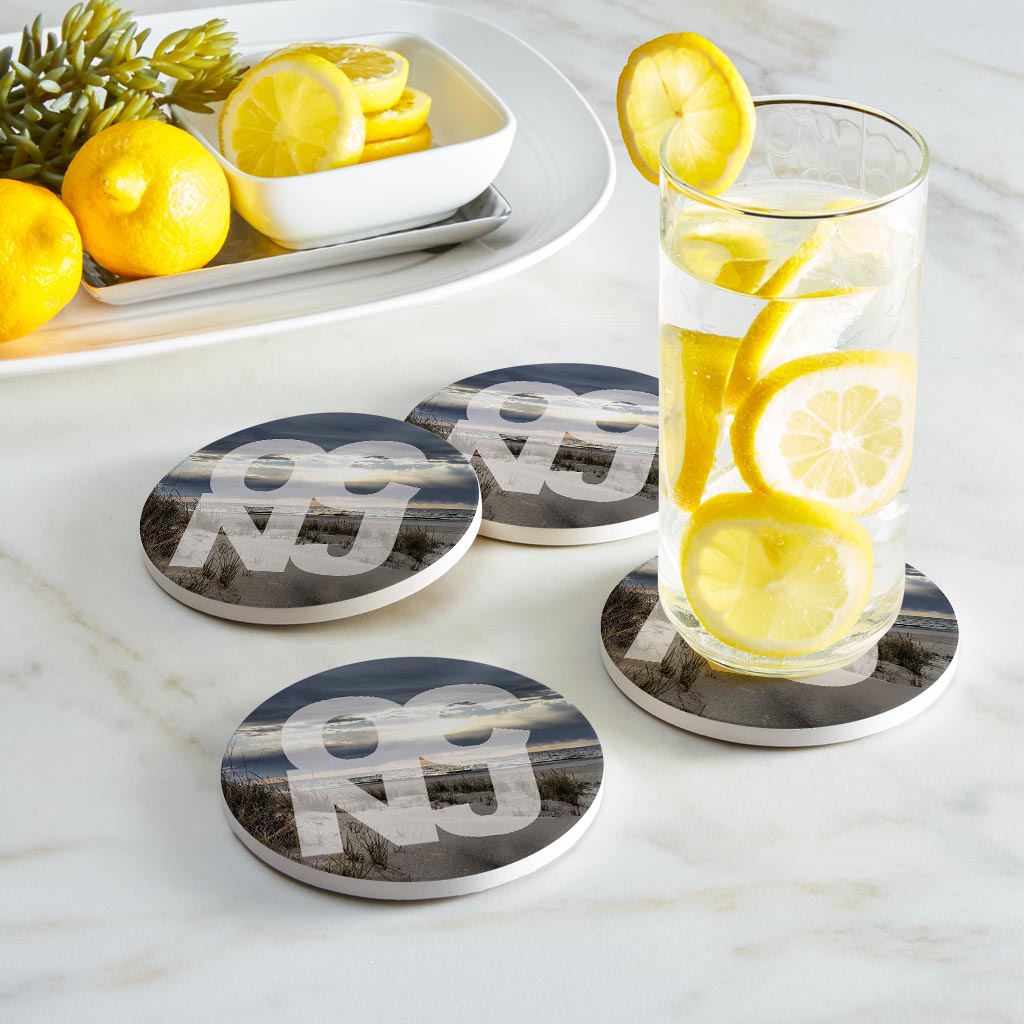 OCNJ Photo With Text | Absorbent Coasters | Set of 4 | Min 2