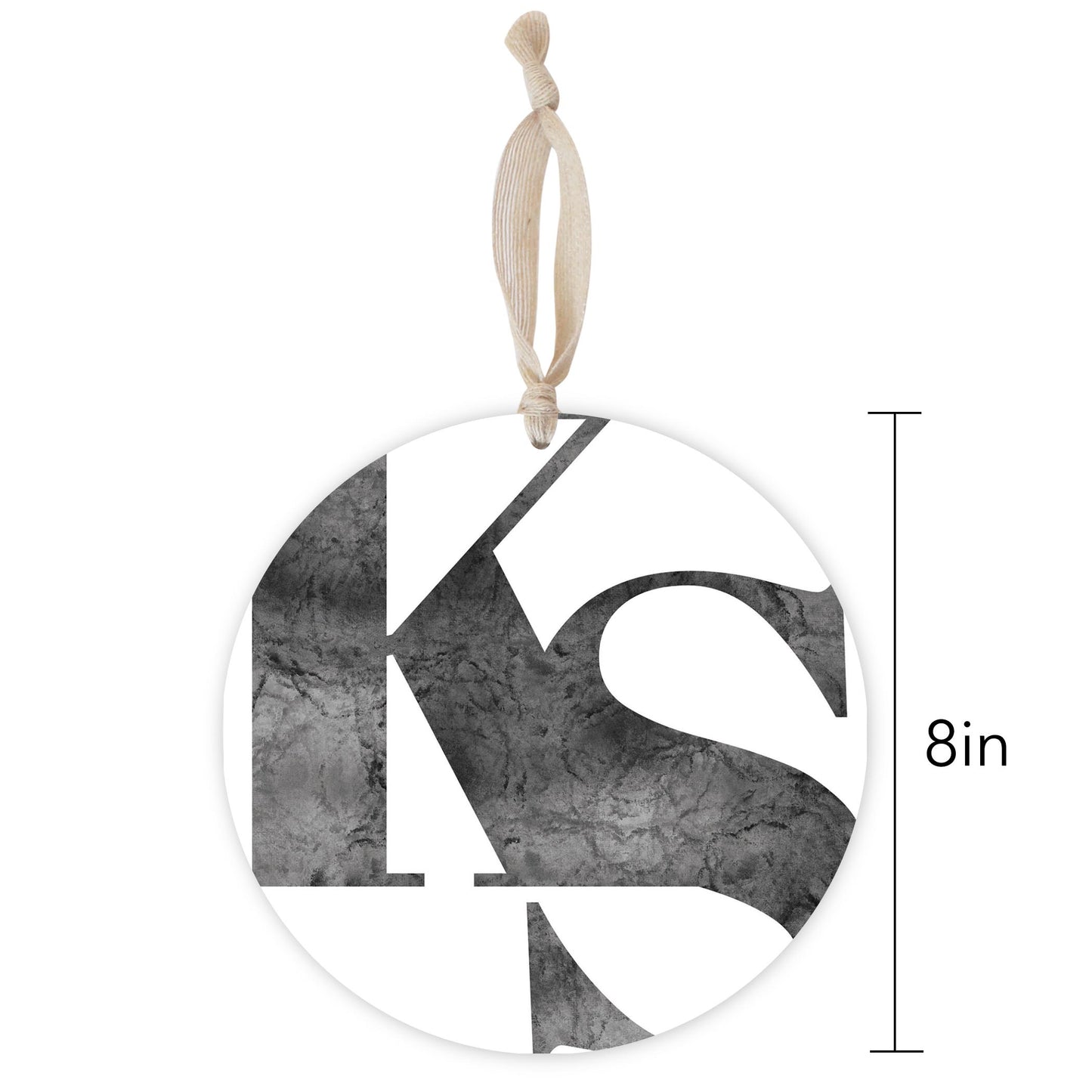 Minimalist B&W Kansas White Initials | Wood Ornament | Eaches | Min 1