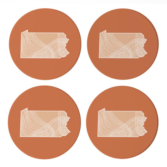 Modern Minimalist Pennsylvania State Lines Light | Absorbent Coasters | Set of 4 | Min 2