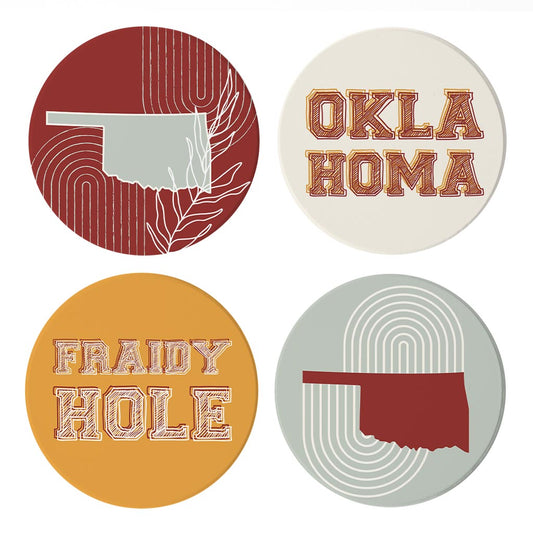 Modern Minimalist Oklahoma Set | Absorbent Coasters | Set of 4 | Min 2