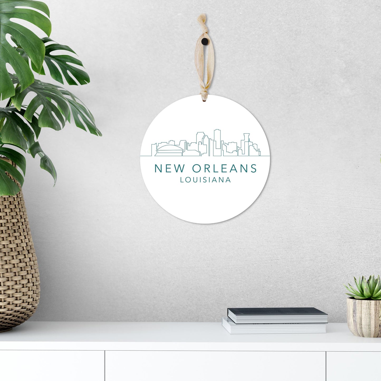 Blue White New Orleans Skyline | Wood Ornament | Eaches | Min 1