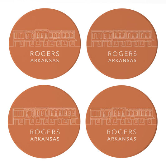 Modern Minimalist Arkansas Rogers Skyline State | Absorbent Coasters | Set of 4 | Min 2