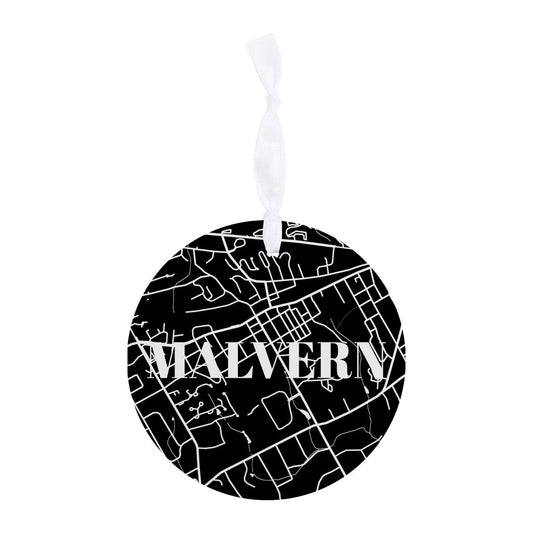 Minimalistic B&W Pennsylvania Malvern Map | Wood Ornament | Eaches | Min 6