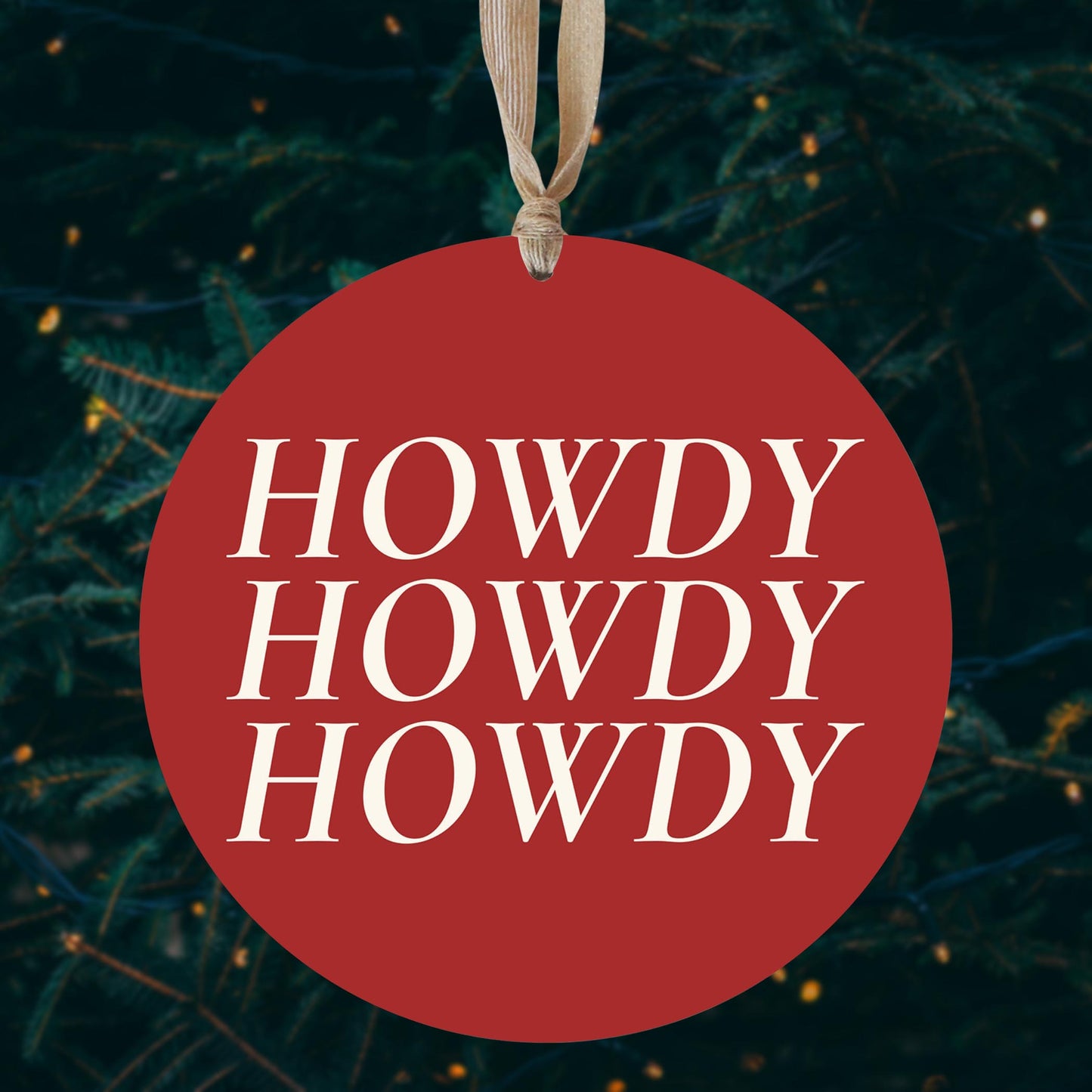 Modern Minimalist Texas Colors Howdy | Wood Ornament | Eaches | Min 1