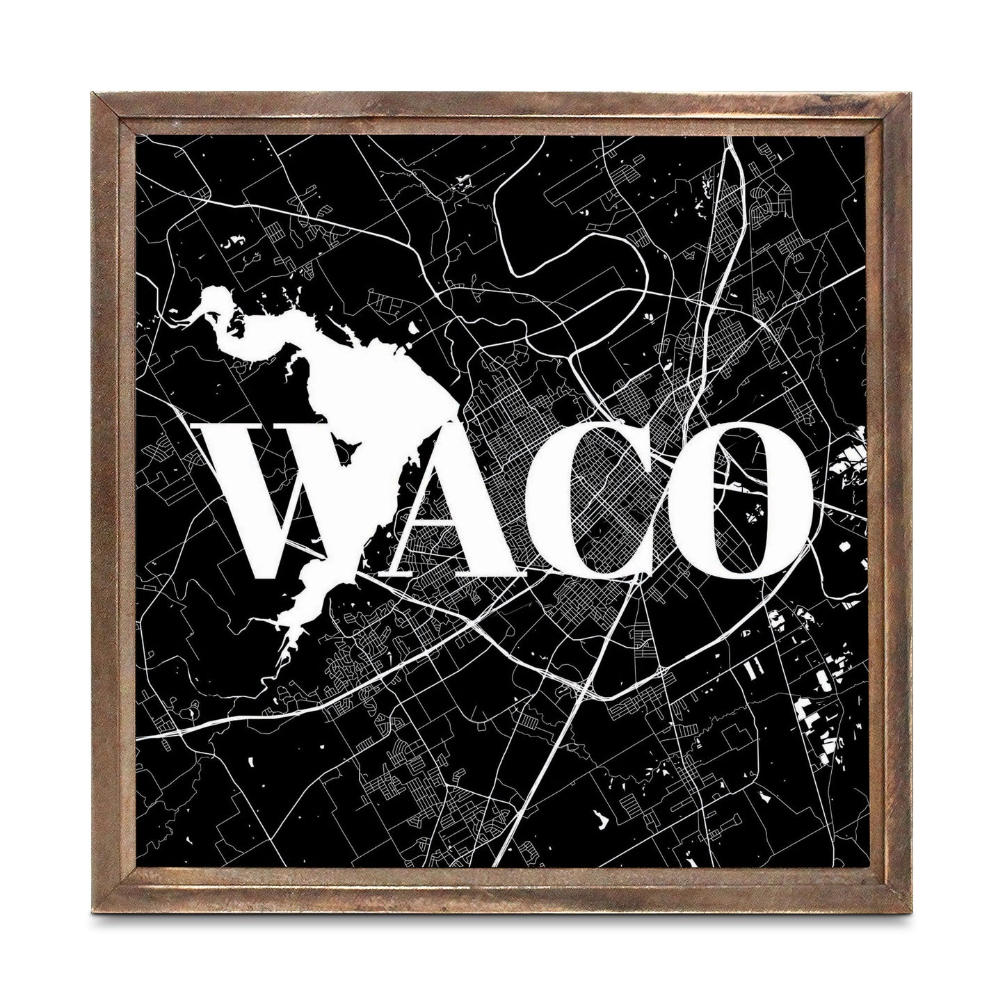 Minimalistic B&W Texas Waco Map | Wood Sign | Eaches | Min 1