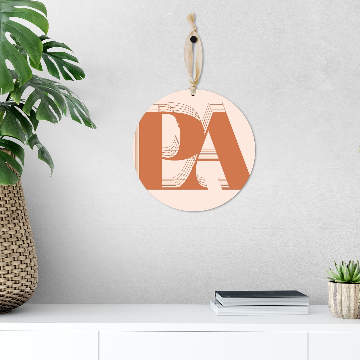 Modern Minimalist Pennsylvania Pa Initials Dark | Wood Ornament | Eaches | Min 1