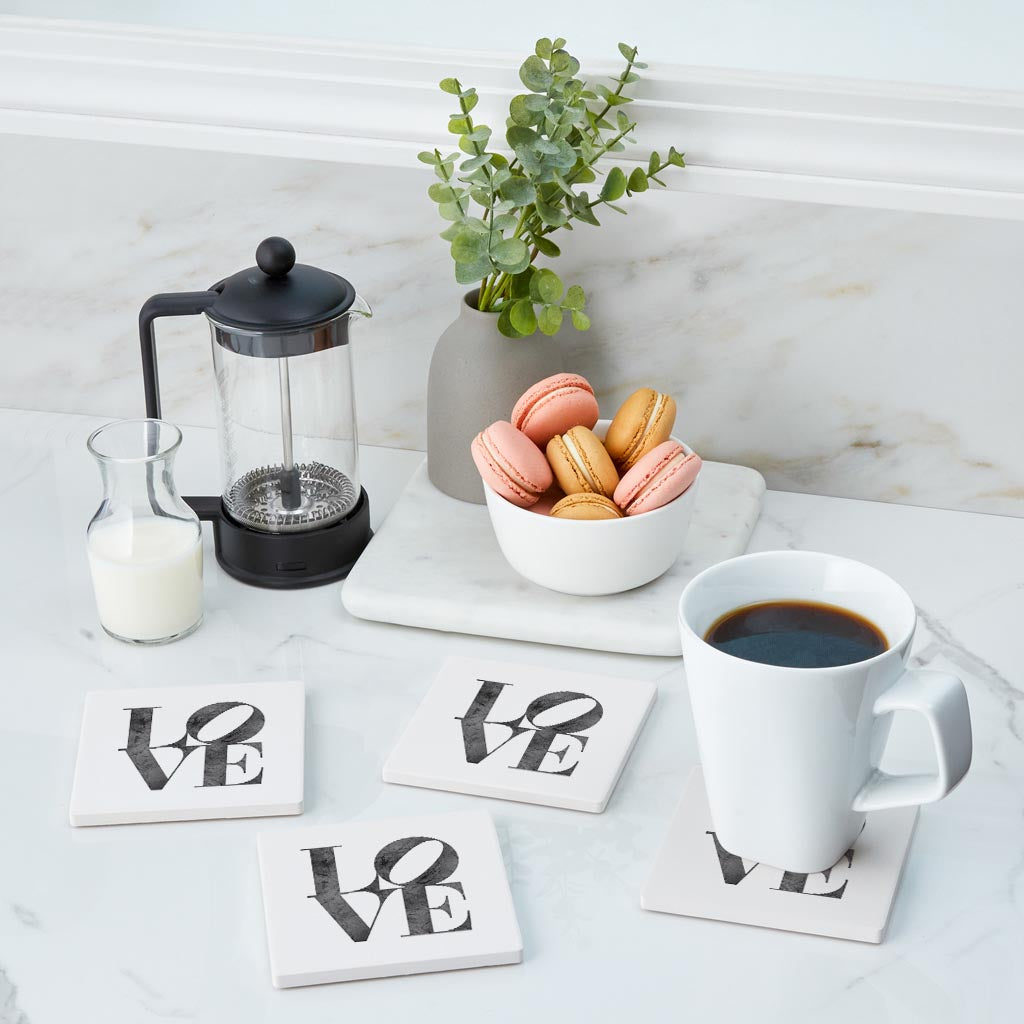 Minimalistic B&W Pennsylvania Love Light | Absorbent Coasters | Set of 4 | Min 2