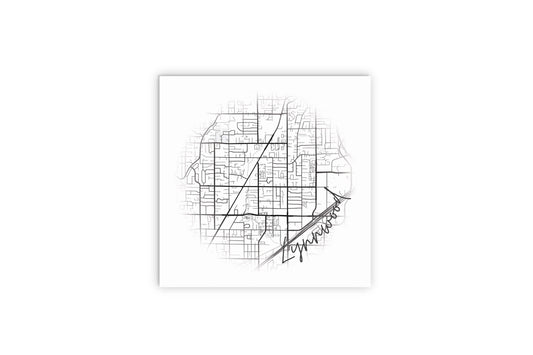 Minimalistic B&W Washington Lynnwood Circle Map | Wood Sign | Eaches | Min 2