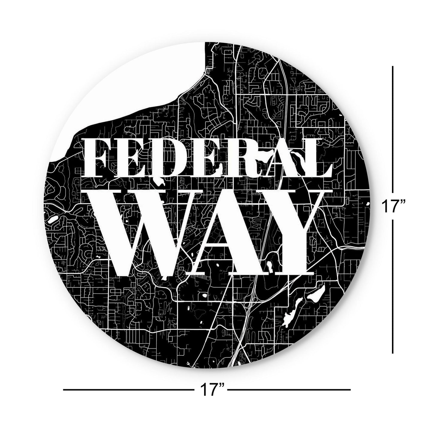 Minimalistic B&W Washington Federal Way Map | Wood Sign | Eaches | Min 1