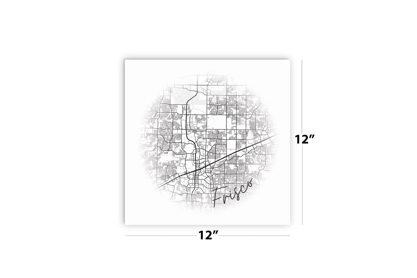 Minimalistic B&W Texas Frisco Circle Map | Wood Sign | Eaches | Min 2