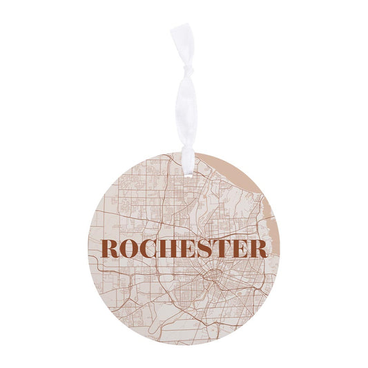 Modern Minimalist New York Rochester Map| Wood Ornament | Eaches | Min 6