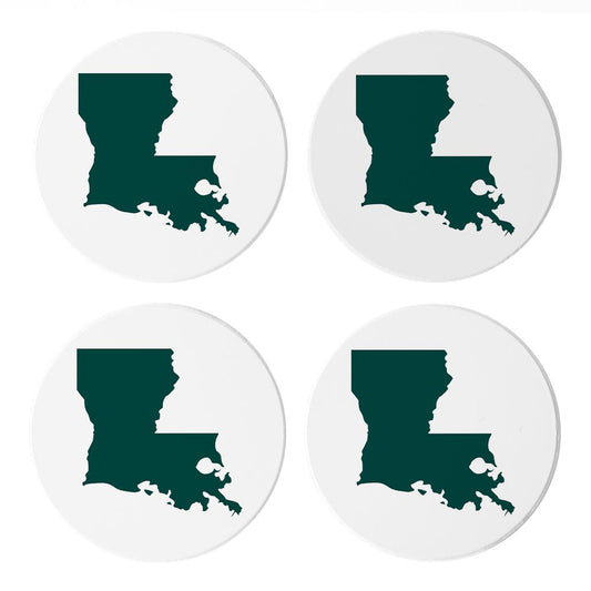 Blue White Louisiana State Shape | Absorbent Coasters | Set of 4 | Min 2