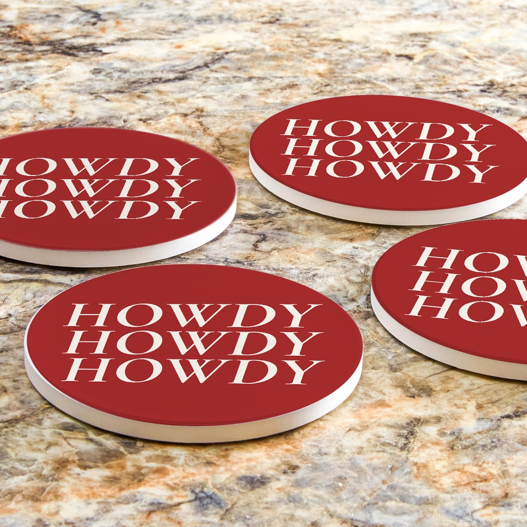 Modern Minimalist Texas Colors Howdy | Absorbent Coasters | Set of 4 | Min 2