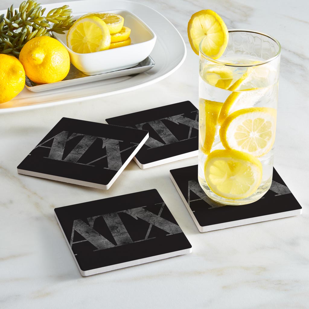 Minimalistic B&W Texas Austin Black Initials | Absorbent Coasters | Set of 4 | Min 2