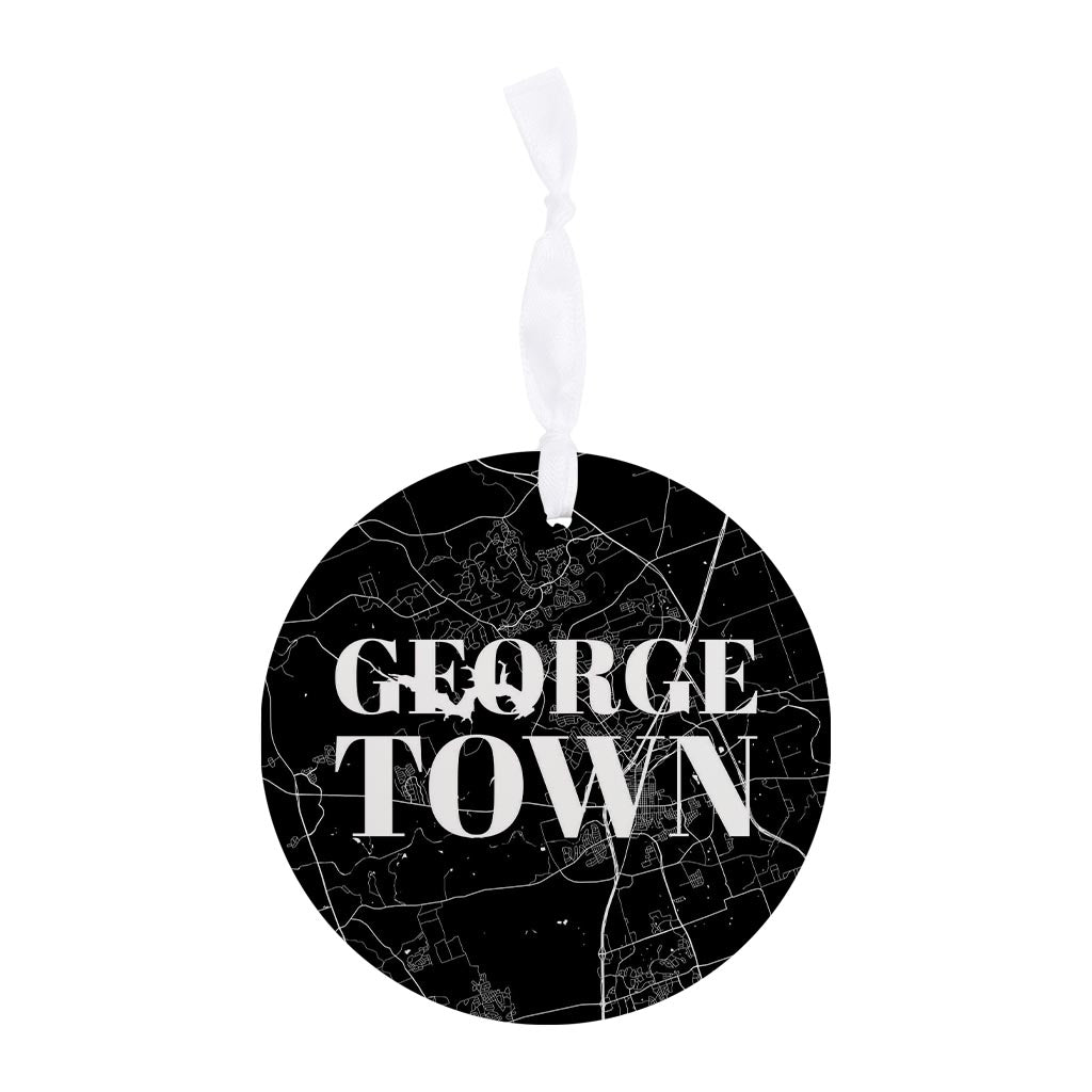 Minimalistic B&W Texas Georgetown Map | Wood Ornament | Eaches | Min 6