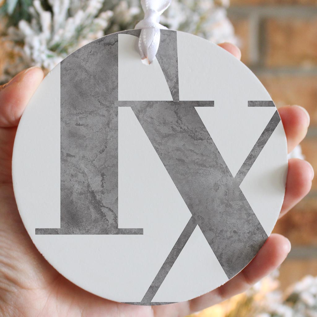 Modern White Texas Initials | Wood Ornament | Eaches | Min 6