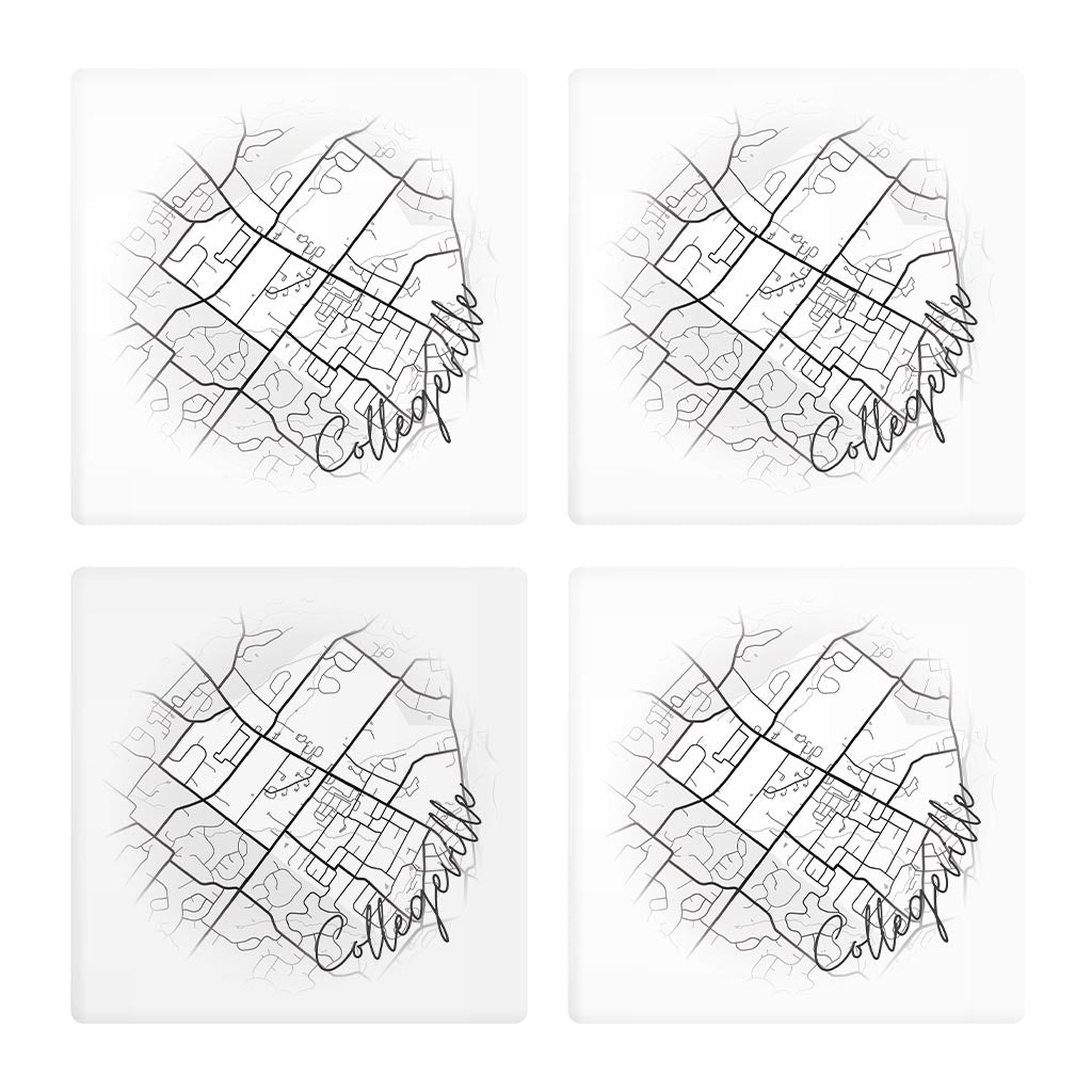 Minimalistic B&W Pennsylvania Collegeville Circle Map | Absorbent Coasters | Set of 4 | Min 2