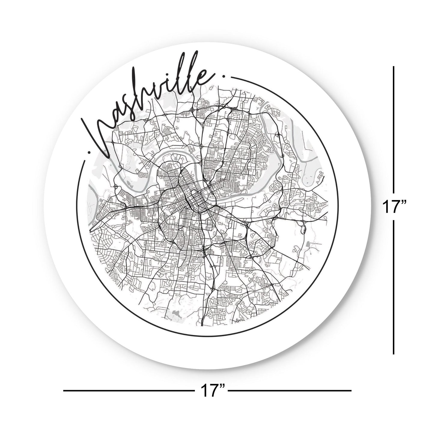 Minimalist B&W Tennessee Nashville Circle Map | Wood Sign | Eaches | Min 1