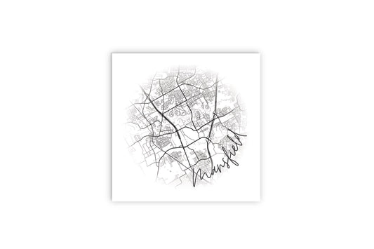 Minimalistic B&W Texas Mansfield Circle Map | Wood Sign | Eaches | Min 2