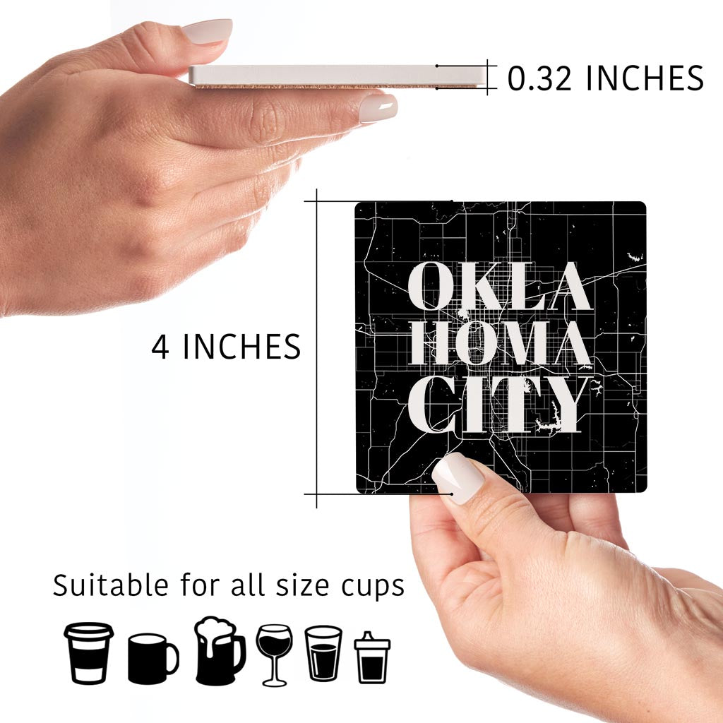 Modern Oklahoma City Map | Absorbent Coasters | Set of 4 | Min 2