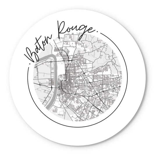 Minimalist B&W Louisiana Baton Rouge Circle Map | Wood Sign | Eaches | Min 1