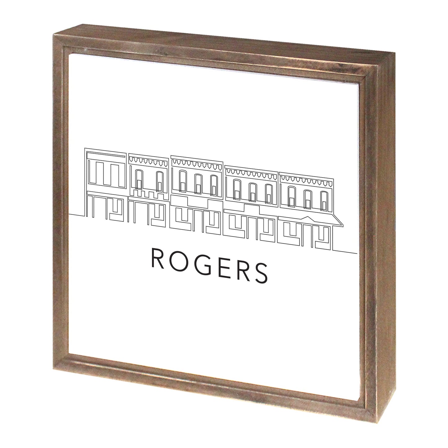 Minimalist B&W Arkansas Rogers Skyline | Wood Sign | Eaches | Min 1