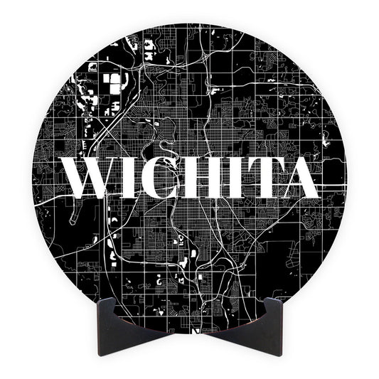 Minimalist B&W Kansas Wichita Map | Wood Sign | Eaches | Min 1